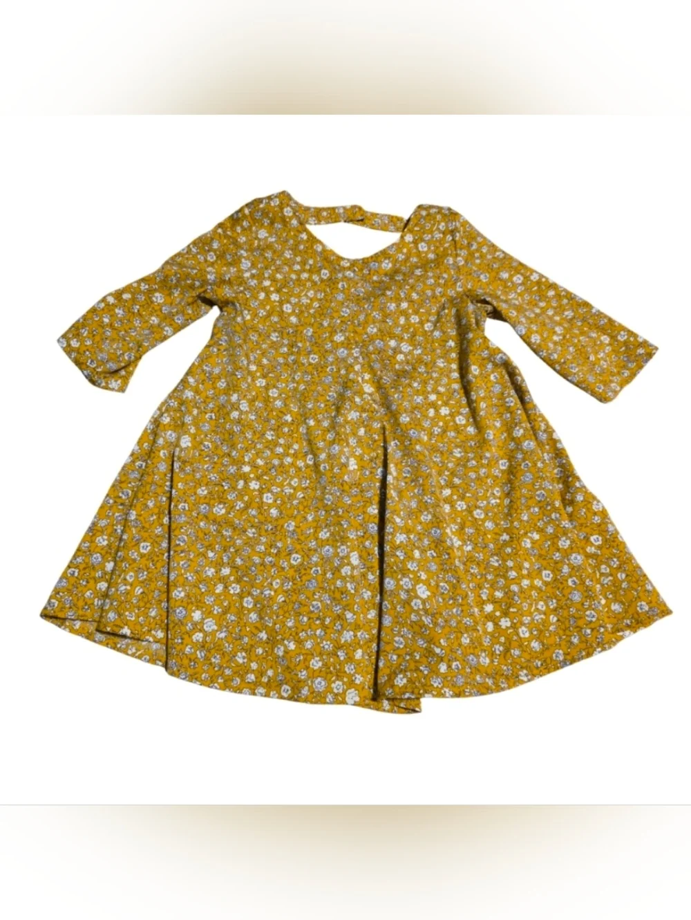 Old Navy Toddler Dress 3T Mustard Floral Long Sleeve Fall Outfit Girls